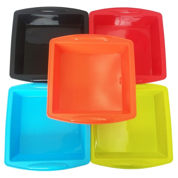 Silicone Cake Pan 10"x 9.5"x2" Nonstick Unbreakable Soft Bakeware Baking Mould Storage Pan for bread Chocolate Pie Pizza fudge