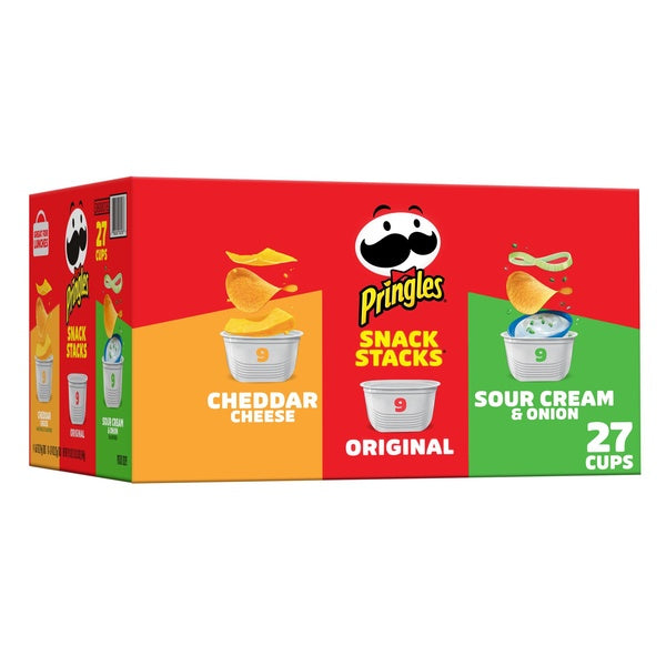 Pringles Snack Stacks Variety Pack Potato Crisps Chips, Lunch Snacks, 27 Count