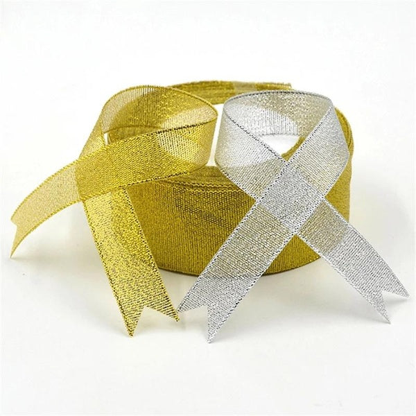 2-3 rouleaux (25 mètres-rouleau) or argent ruban brillant pour la fête de mariage décoration de noël bricolage artisanat gâteau cadeau arc emballage