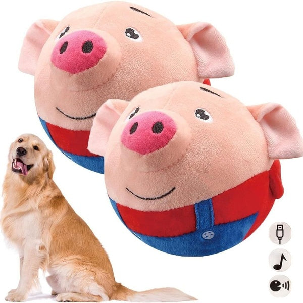 Puppy Ball Active Moving Pet Plush Toy Singing Dog Chewing Squeaker Fluffy Toy for Dog Cat, Pet Interactive Toys