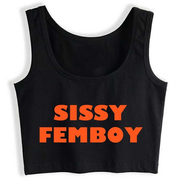 Sissy Femboy Crop Top Funny Flirting Tank Top Hotwife Cotton Naughty Sleeveless