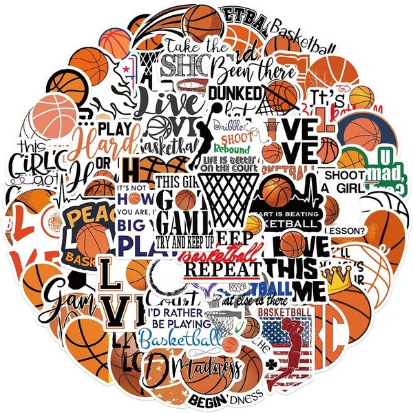 25-50 Pcs Cartoon Basketball Sport Stickers Decoration Decals for Phone Laptop Guitar Mobile PhoneSkateboard Stickers Toy Gift Children's Toy Sticker