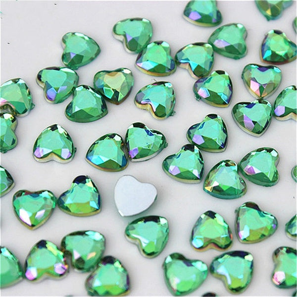 Micui 160PCS 6mm AB Crystal Heart Rhinestone Acrylic Flatback Crystals stone 3D Non HotFix Nail Art For Crafts Decorations