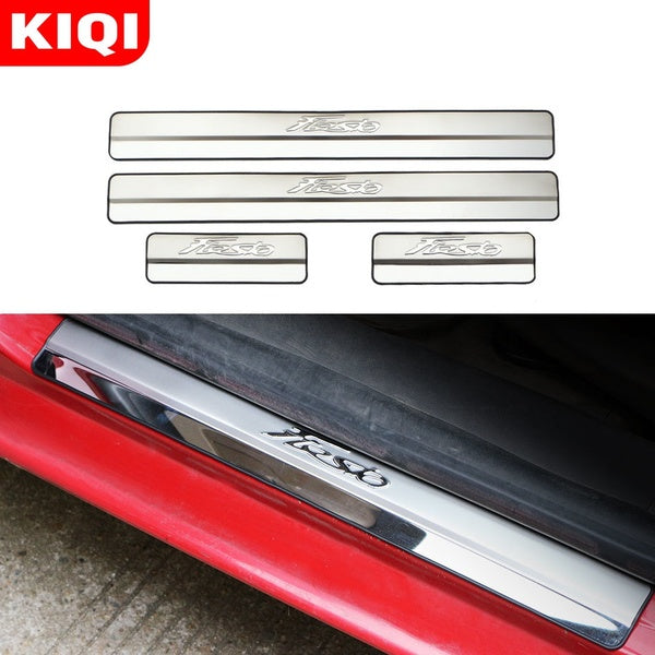 Stainless Steel Car Door Sill Scuff Plates Protection Cover Sticker Fit for Ford New Fiesta 2009 - 2013 2014 2015 2016 2017 2018 2019 Auto Styling Ac
