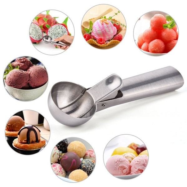 Ice Cream Scoop Stainless Steel Ice Cream Spoon Watermelon Baller Scoop Fruit Dessert Spoon Ice Cream Ball Maker Kitchen Tools