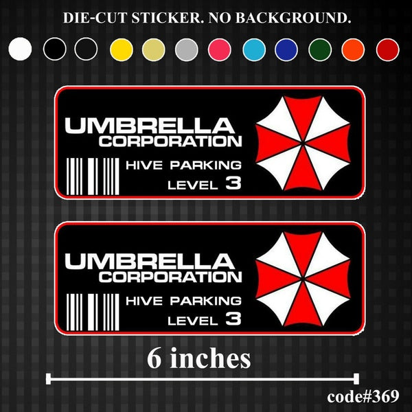 x2 UMBRELLA CORPORATION HIVE PARKING LEVEL 3 Die-Cut Vinyl Sticker Decal Funny JDM