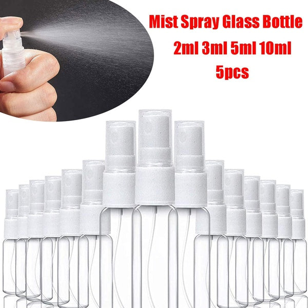 5PCS Mini 2ml 3ml 5ml 10ml Frosted Glass Tube Empty Refillable Perfume Bottles Spray for Travel and Gift Mini Portable Mist Spray Bottle