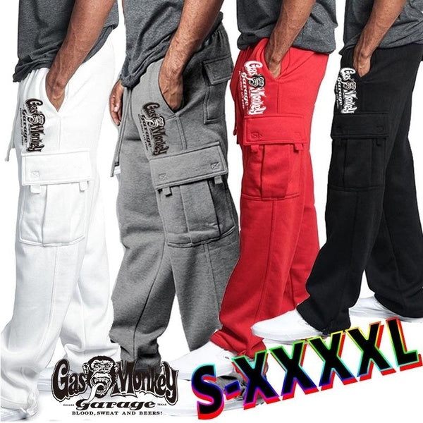 Gas Monkey Men Fitness Sweatpants Solid Color Men's Casual Pants Soft Sports Pants Jogging Pants Running Trousers