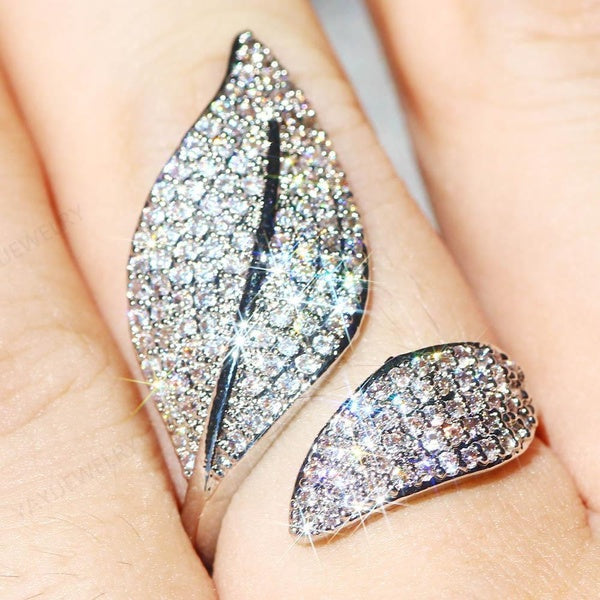 Bague en argent pierres précieuses naturelles bague en saphir blanc mariage mariée fiançailles bande charme feuille bague bijoux