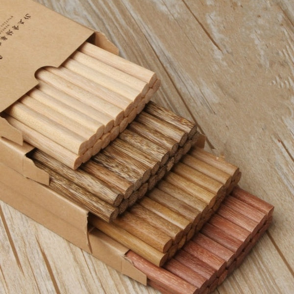 10pair-lot Japanese Natural Wooden Bamboo Chopsticks Health Without Lacquer Wax Tableware Dinnerware Hashi Sushi Chinese Reusable Non-Slip Sushi Stic