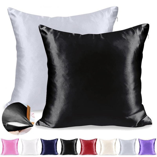 Super Soft Pillowcase(1-2 Pcs)Satin Silk Pillowcase with Zipper for Hair and Skin,Breathable Both Sides Silk Pillow Case(45x45cm,60x60cm)