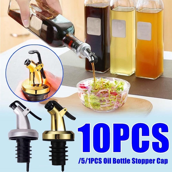 10-5-1pcs Oil Bottle Stopper Cap Dispenser Sprayer Lock Wine Pourer Sauce Nozzle Liquor Leak-Proof Plug Bottle Stopper Kitchen Tool