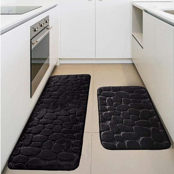 1pc-2pcs Oversized Luxury Cobblestone Bath Mat Quickly Absorbent Anti Slip Bath Rug Washable Soft And Comfortable Memory Foam Carpet For Bathroom Bed
