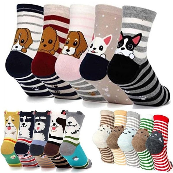 Women's Cute Animal Socks Cotton Patterned Novelty Fun Crew Socks Gift Size US6-12,EUR36-44