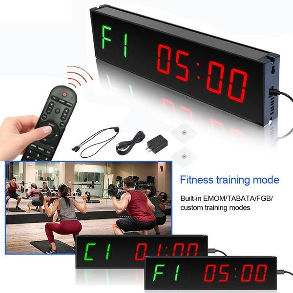 1 Set LED Gym Timer, Interval Timer Count Down-Up Clock Stopwatch with Remote Large Digital Display Timer for Workout Garage Fitness Home