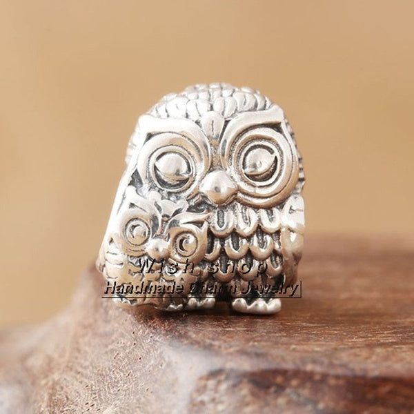 925 Sterling Silver Jewelry Cute owl Charms Beads Fit Women DIY Bracelet