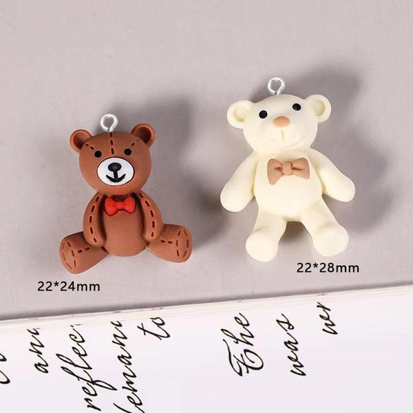 20Pcs Kawaii Cartoon Bear Resin Charms For Necklace Bracelet DIY Pendants Earrings Keychain Fashion Jewelry Accessories