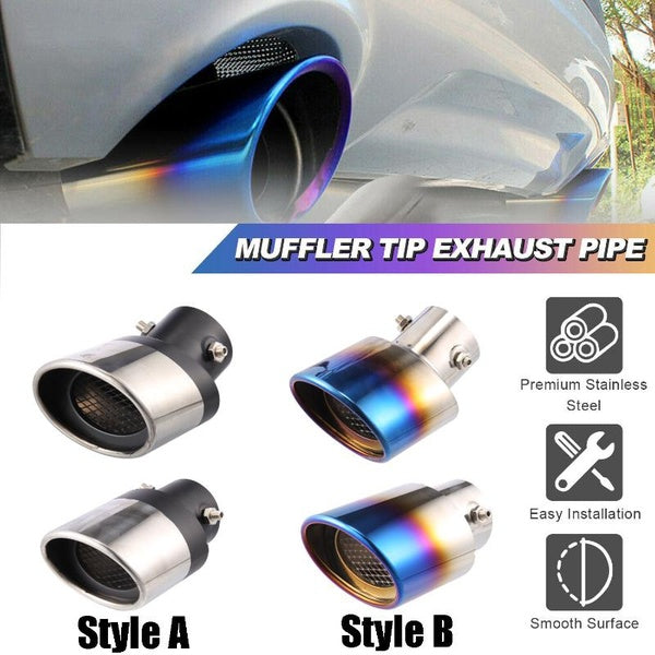 Inlet Bending-Straight Type Universal Exhaust Pipe Tip Rear Tail Throat Muffler Stainless Steel for Car Truck