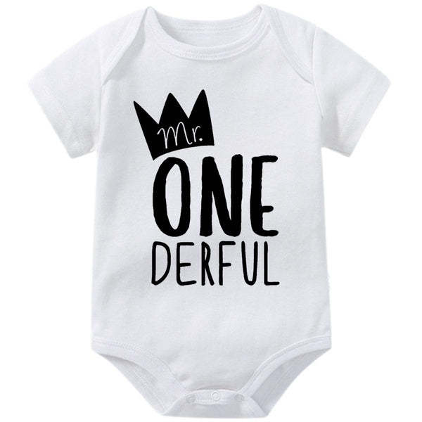 Mr One Derful Baby Onesies,Cute Baby Bodysuit,Creeper Infant One-piece for Boys Girls,Funny Novelty Short Sleeve Jumpsuit Rompers,Cute Newborn Babygr