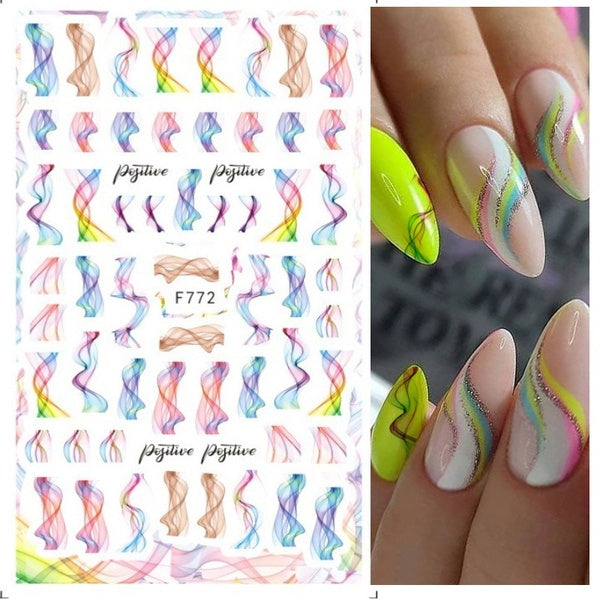 1pcs self adhesive Fruit Leaf Designs nail sticker flowers designer decals nail art decorations leaf Blooming gradient nail embellishments