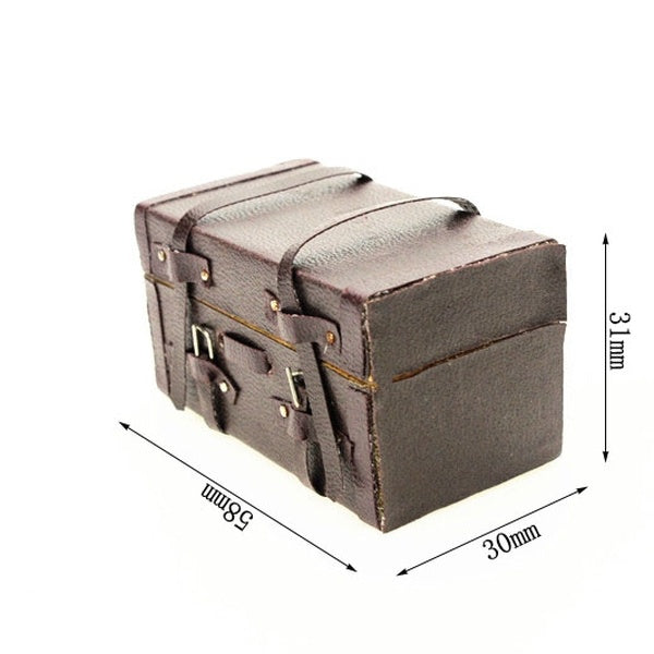 Dollhouse Miniature 1:12 Scale Model Vintage Wooden Carrying Suitcase Mini Luggage Box Case Home Decor