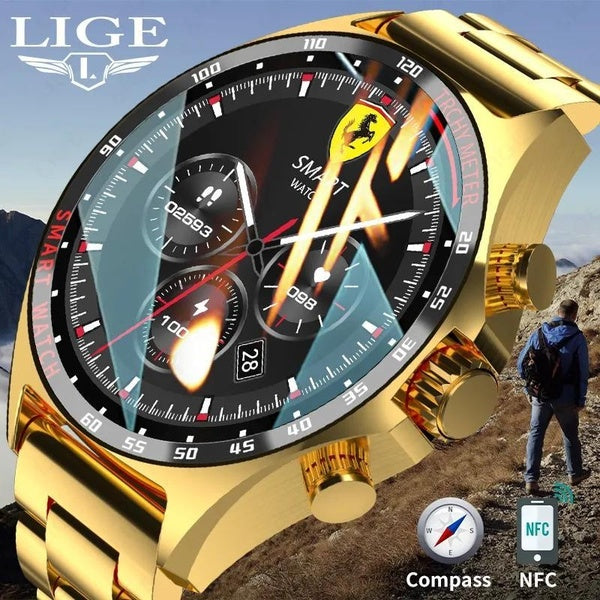 LIGE GPS Smart Watch for Men with Bluetooth Call Receive-Dial, Fitness Tracker 1.58" HD Full Touch Screen Smartwatch with Heart Rate-Blood Pressure M
