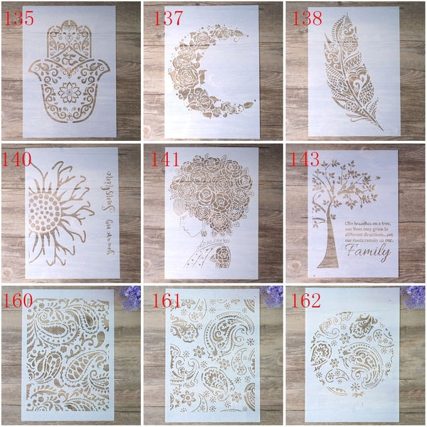 A3 Size DIY Craft Layering Mandala Feather Stencil For Wall Painting Scrapbooking Album Decorative Embossing Paper Card