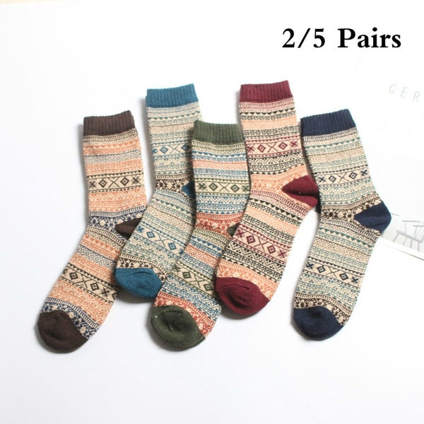 2-5 Pair Men Socks Wool Socks Rabbit Hair Comfortable Warm Winter Thick Socks Cotton Cashmere Socks