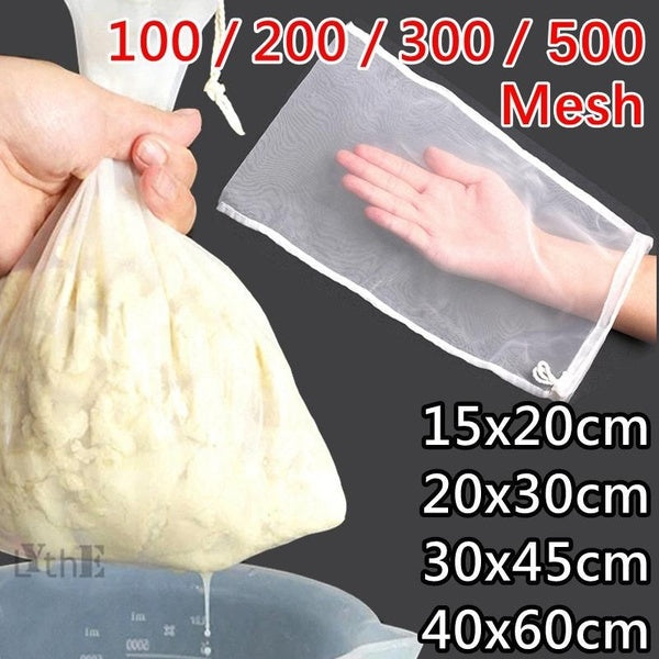 100 Mesh Nylon Filter Nut Milk Bag Net Yogurt Tea Beer Coffee Oil Food Filter Strainers Mesh Kitchen Strainer Bags