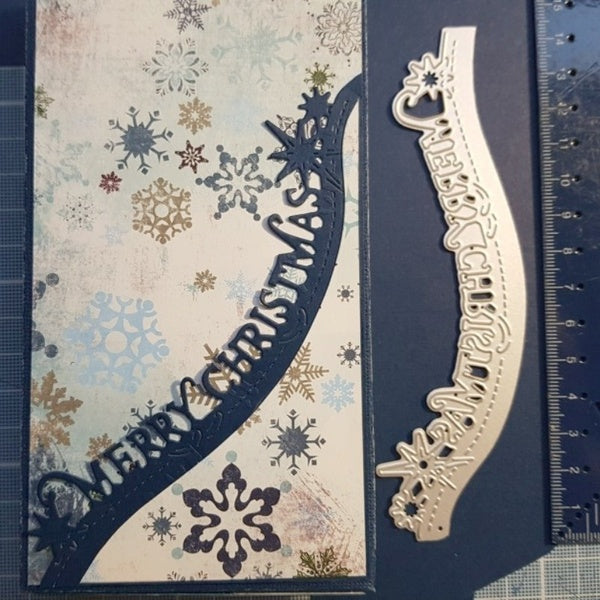 Merry Christmas Lace Border Metal Cutting Dies Paper Cut Card Making Template for DIY Scrapbooking Decorative Craft