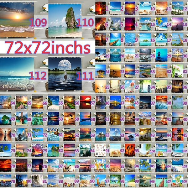 The bathroom is decorated with a world ocean shower curtain. The curtain measures 72x72 inches. Polyester thick fabric.