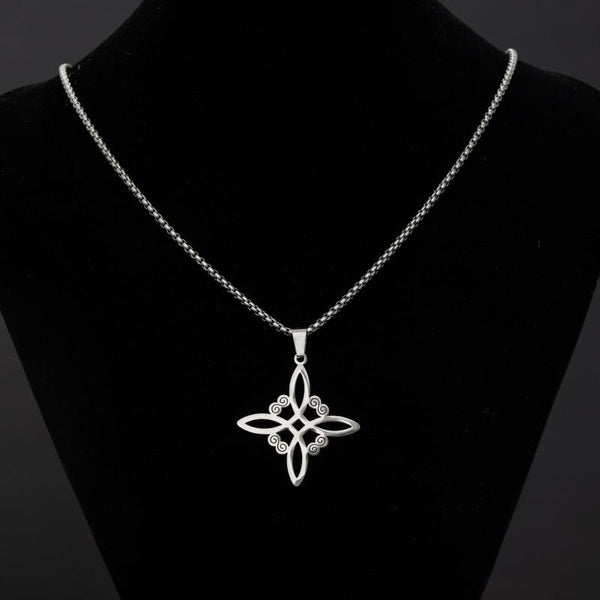 Skyrim Wicca Witchcraft Witch Knot Necklace Stainless Steel Choker Necklaces Vintage Amulet Supernatural Jewelry Gift for Women