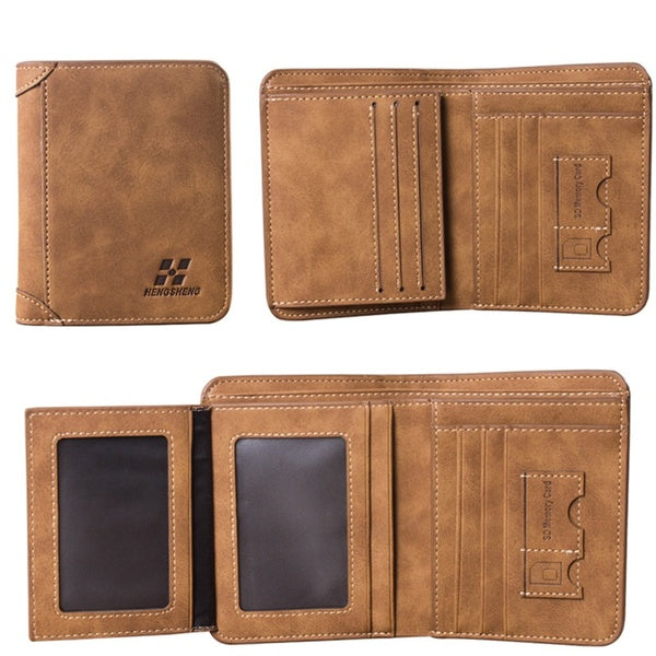 Retro Men Wallet Pu Leather Slim Bifold Card Holder Purse Casual Male Pocket Money Clip