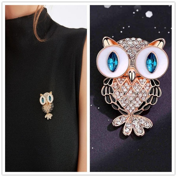 Owl Brooch Cute Personality Temperament Corsage Accessories Women's Sweater Anti Glare Pins Matron Inn