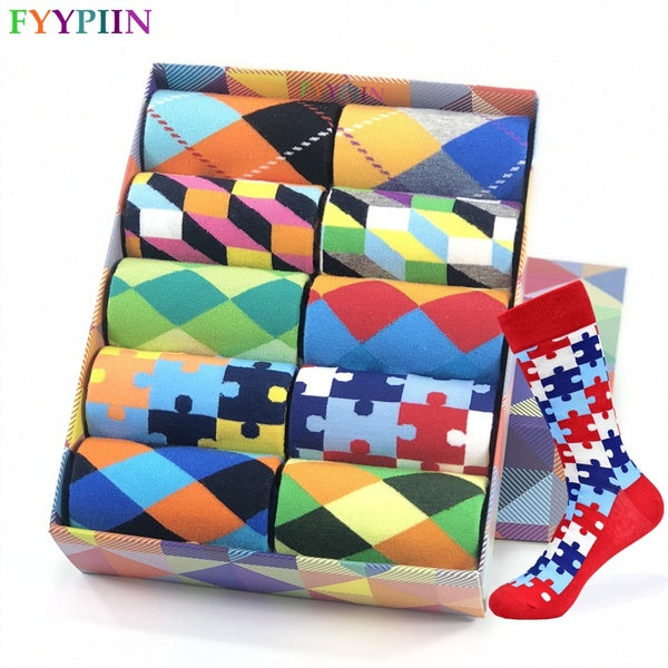 Brand Men's Socks Classic Gentleman Casual Business Cotton Socks Colorful Autumn And Winter Tube Socks (No box)