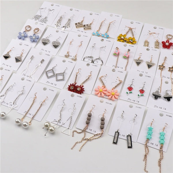 10 paires - lot mode féminine 925 crochet en argent boucles d'oreilles pendantes pour les femmes cadeau fête mélange Style