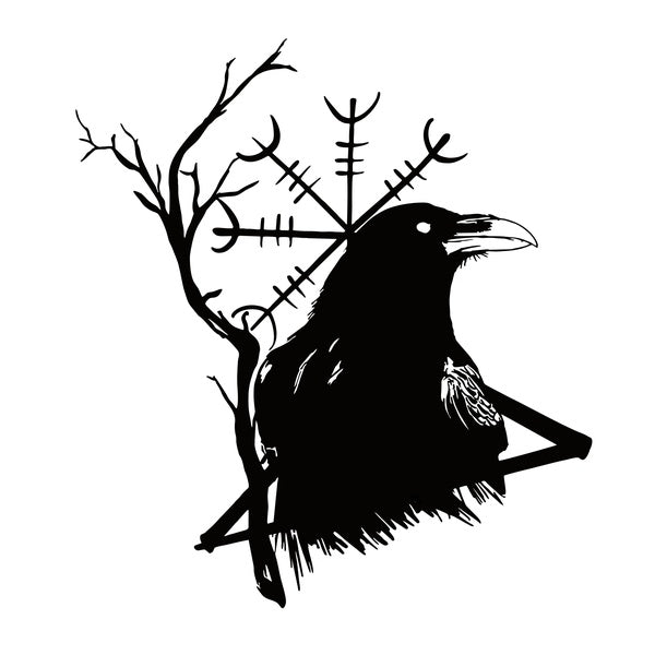 2pcs,6.2'' 16cm Viking Rune Symbol Crow Raven Decoration Wall Home Car Decoration Stickers DieCut（No Background ) Night Reflective Stickers Vinyl Dec