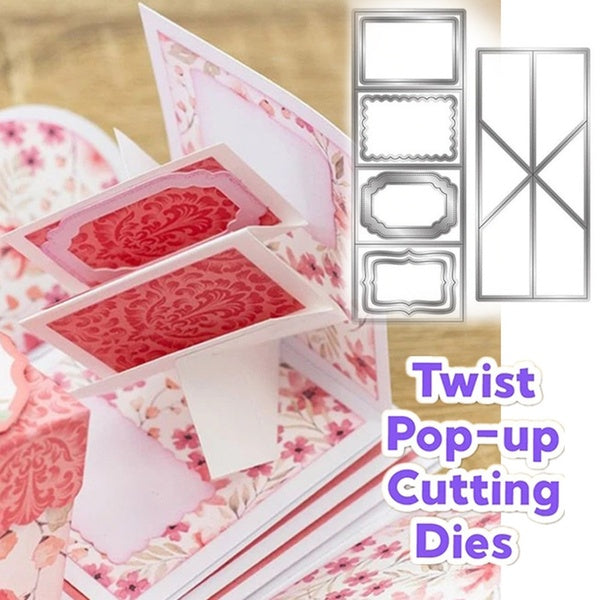 New Arrival Pop Up Card Cutting Dies Set Twist & Pop Metal Cutting Die For DIY Scrapbooking Gift Card Making Template