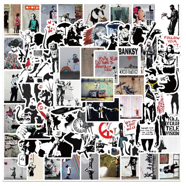 15-67pcs Banksy Stickers banksy art graffiti Stickers for DIY Luggage Laptop Skateboard Motorcycle Bicycle Sticker