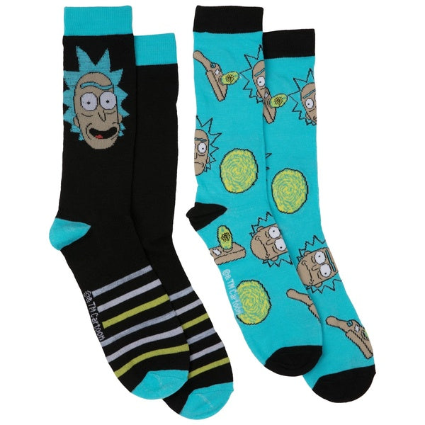 Rick And Morty Portals 2-Pair Pack of Crew Socks