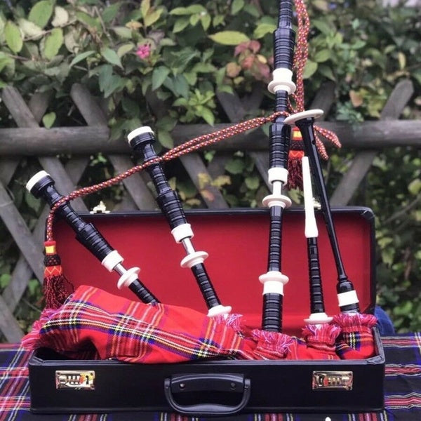 Professional Full Size Black Rosewood Plastic Mounts Bagpipe With Free Hard Case+ Accessories Matron Inn