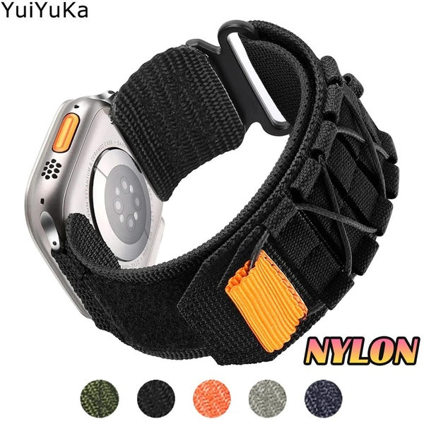 YuiYuKa Band for Smart Watch Ultra 2-Ultra 49mm 9 8 7 45mm 41mm for Smartwatch Series SE 6 3 5 4 2 1 44mm 40mm 42mm 38mm, Nylon Sport Watchband Strap