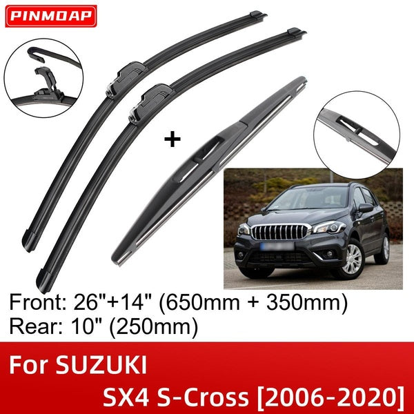 Car Wiper Blades For SUZUKI SX4 S-Cross 2006-2020 26" 14" 10" Front Rear Wiper Blades Brushes Cutter Accessories 2006 2007 2008 2009 2010 2011 2012 2