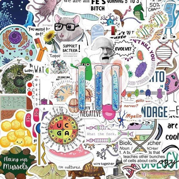 50pcs-pack Biology Sticker Waterproof DIY Scrapbooking & Stamping Stickers For Laptop Garage Door Fridge Guitar Suitcase Car Motorcycle Snowboard Scr