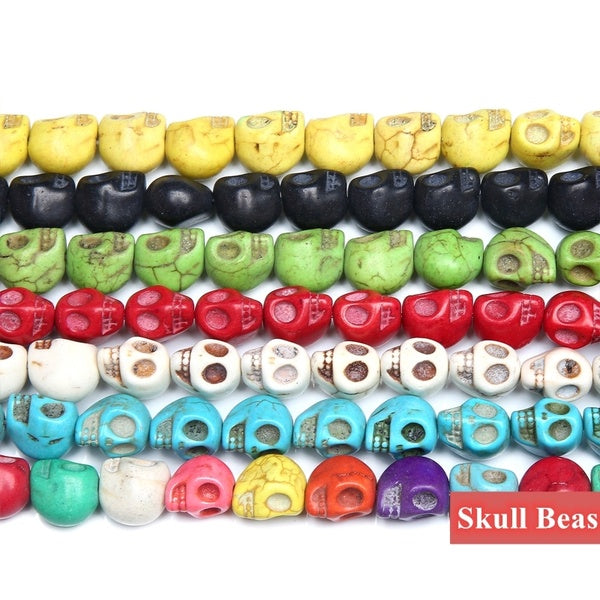 Hot Beads Colorful Skull Shape Natural Stones Round Spacer Loose Beads For Necklace Bracelet Charms Jewelry Making