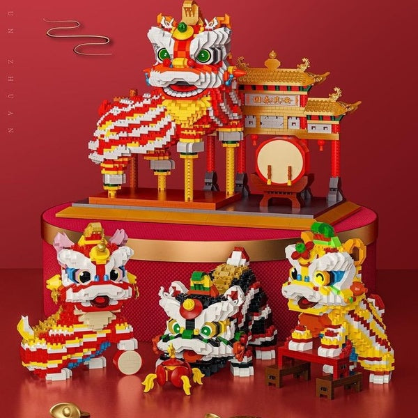 YG Mini Blocks Kids Building Toys New Year Gift Puzzle Chinese Style Dancing Lion Home Decor P1181 1182 1183 1188