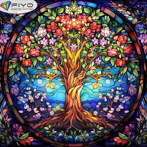 FIYO DIY 5D Christmas Tree Diamond Painting Full Drill with Number Kits Home and Kitchen Fashion Mosaic Diamond Painting Canvas Wall Decoration Gift