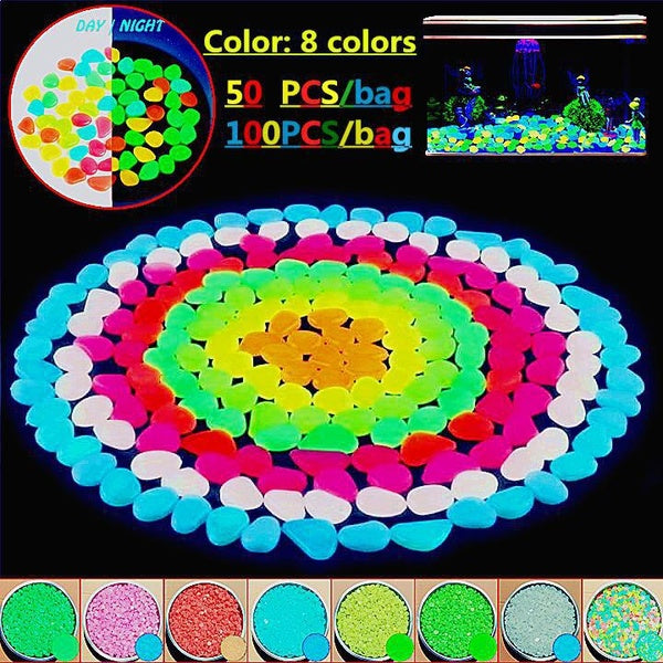 50-100 pièces pierre phosphorescente pavée jardin aquarium aménagement paysager Fluorescent pierre en plastique