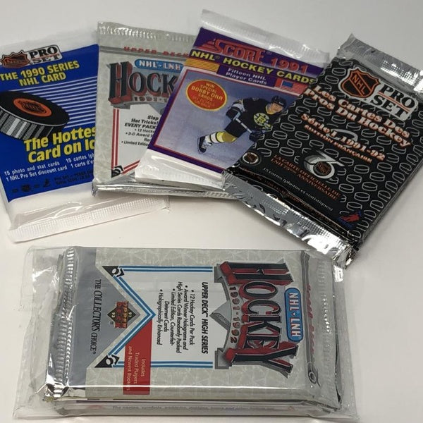 Lot de 4 lots de vieux packs de hockey NHL vintage non ouverts