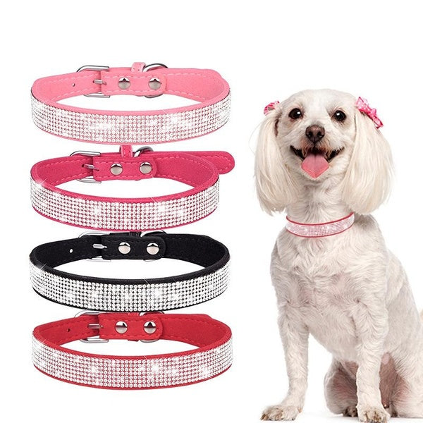 Bling Glitter Rhinestone Dog Collar Zinc Alloy Buckle Collars for Small Medium Dogs Cats Chihuahua Pug Puppy Dog Necklace Choker